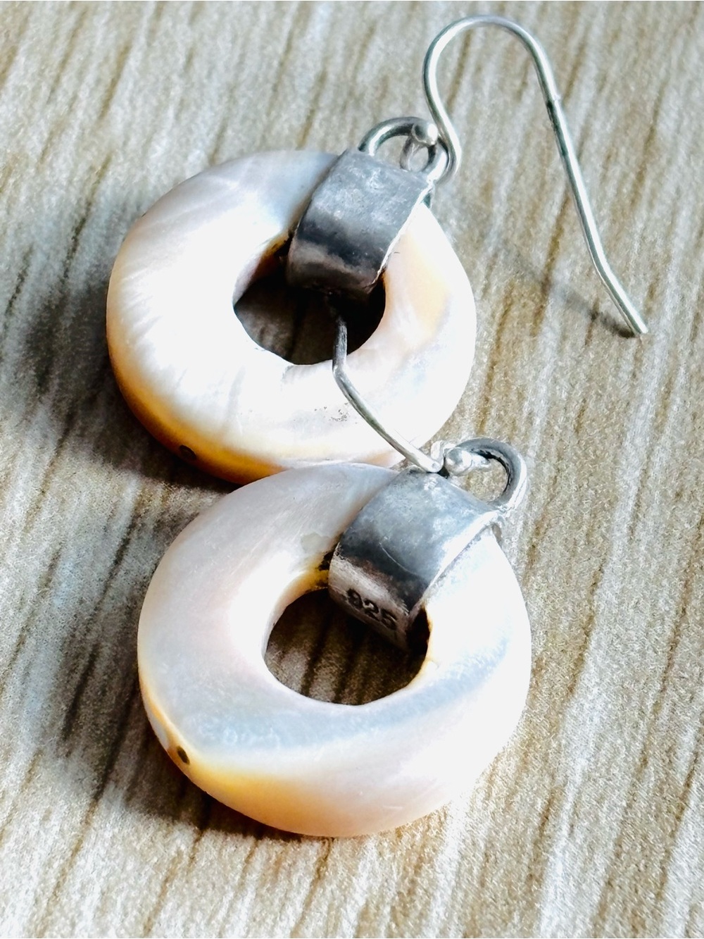 Sterling Silver and Mother of Pearl Micro Drop Earrings